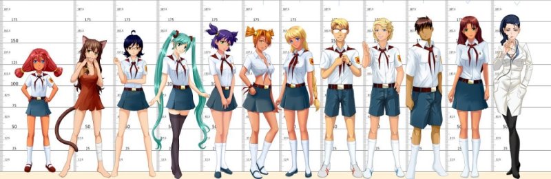 Everlasting Summer рост персонажей