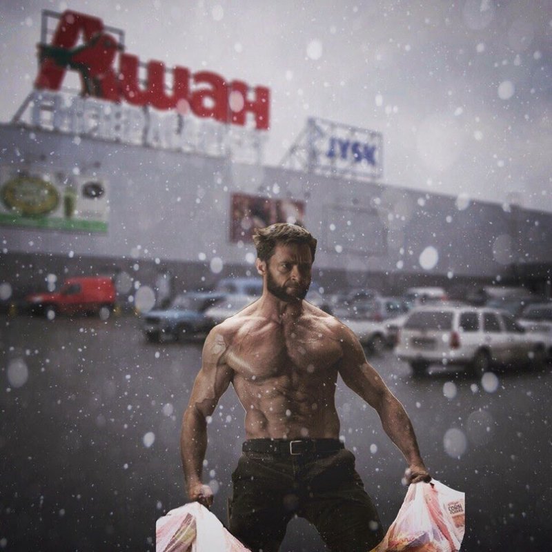 Росомаха несет пакеты