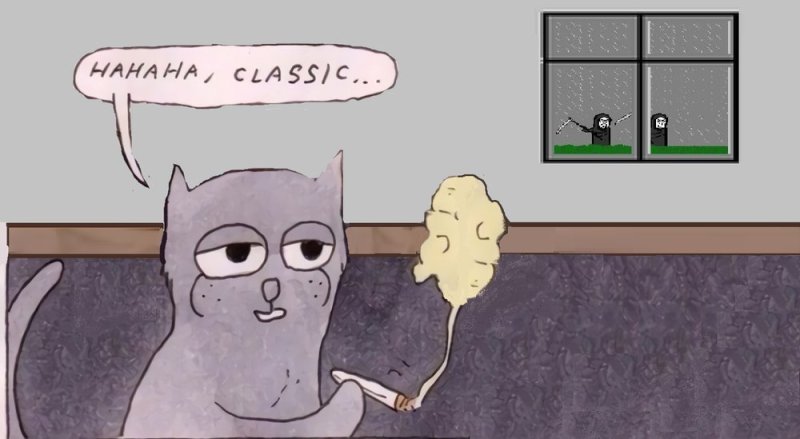 Курящий кот