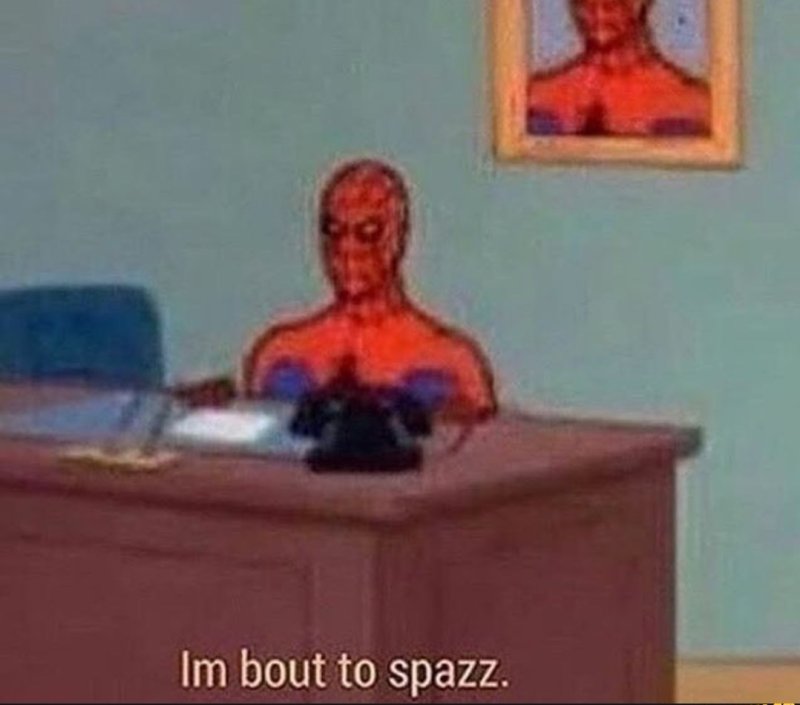 Человек паук за столом Мем