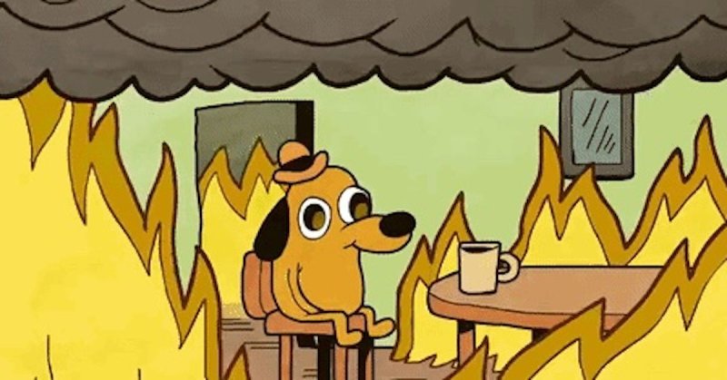 Мем собака в горящем доме this is Fine
