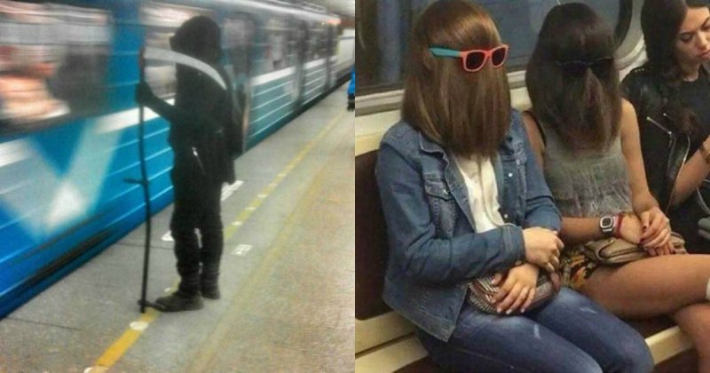 Мем с тремя людьми в метро