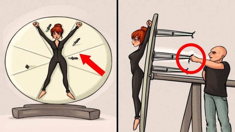 Метание ножей вокруг человека