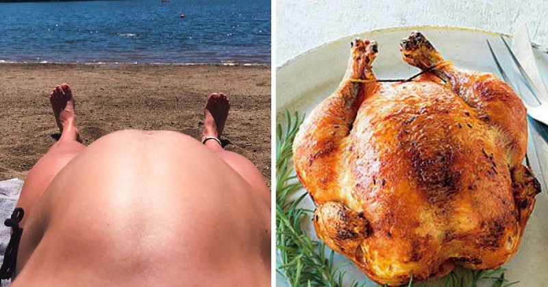 Курица гриль на пляже