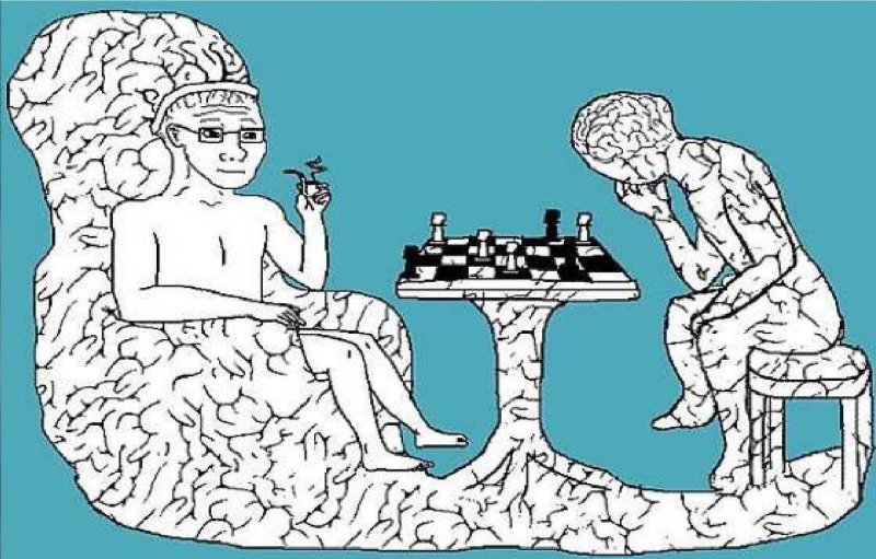 Человек сидит на своем мозге