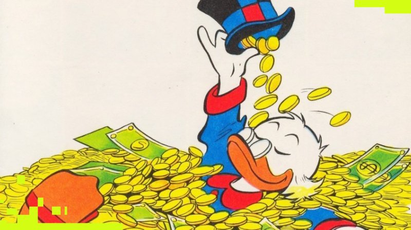 Скрудж макдак купается в деньгах