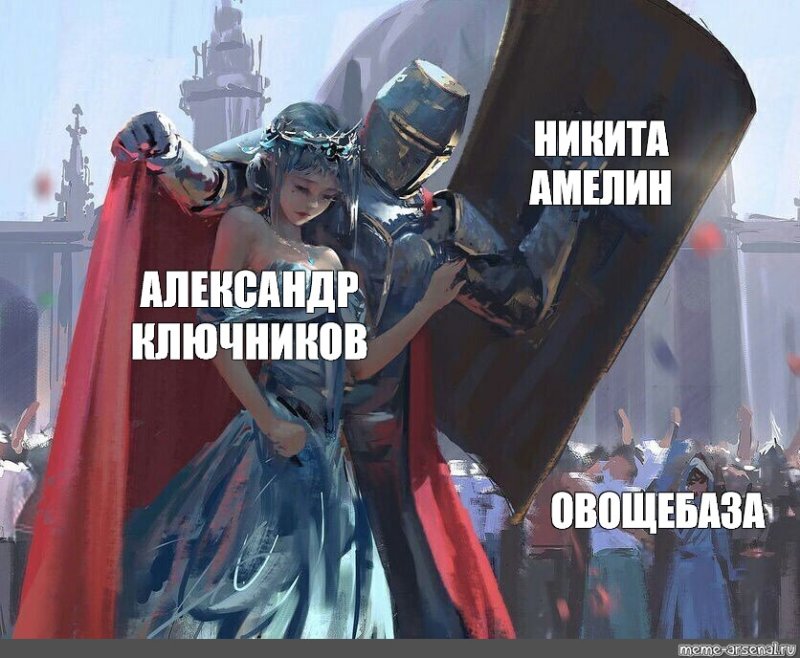 Рыцарь прикрывает принцессу щитом Мем