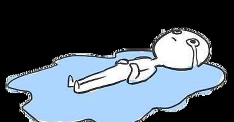 Человечек лежит в слезах