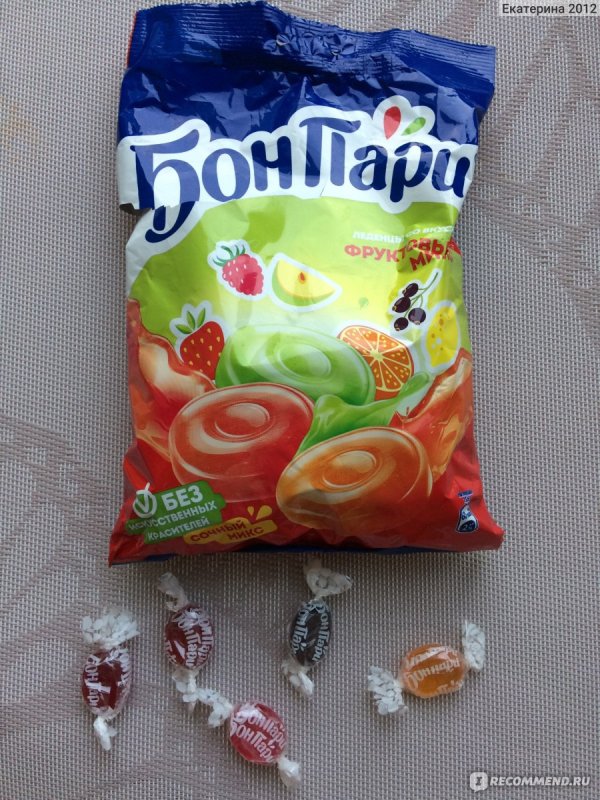 Бон пари леденцы ассорти фруктовые 75г