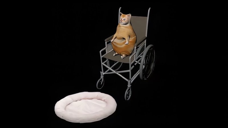 Кот на инвалидном кресле Мем