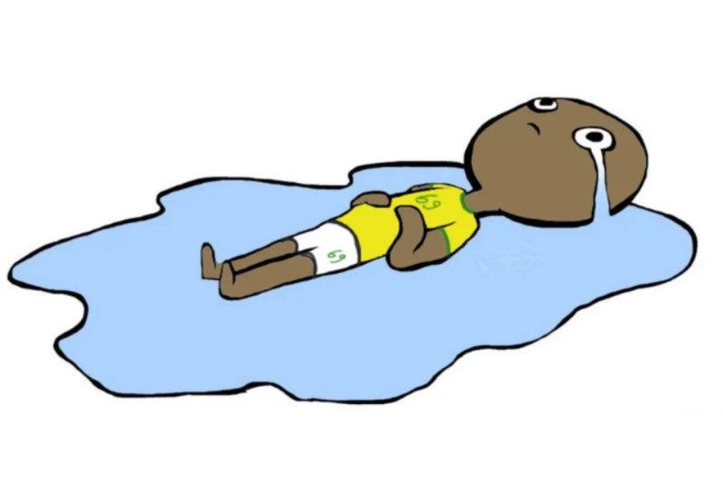 Лежит в слезах