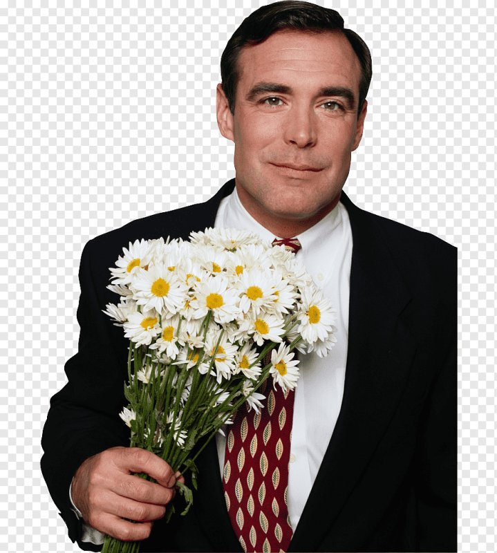 Красивый мужчина с цветами