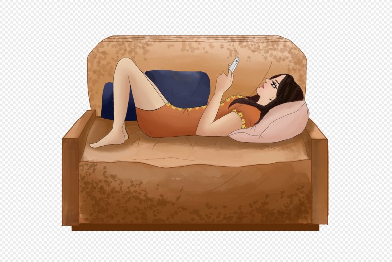 Девушка лежит на диване