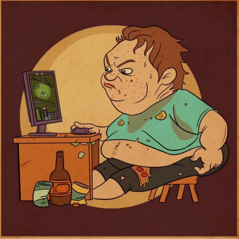 Толстый мужик за компом