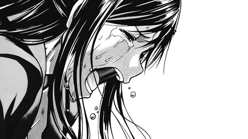 Аниме девушка плачет и кричит черно белое