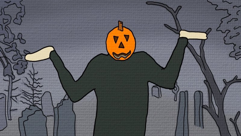 Чел с тыквой на голове