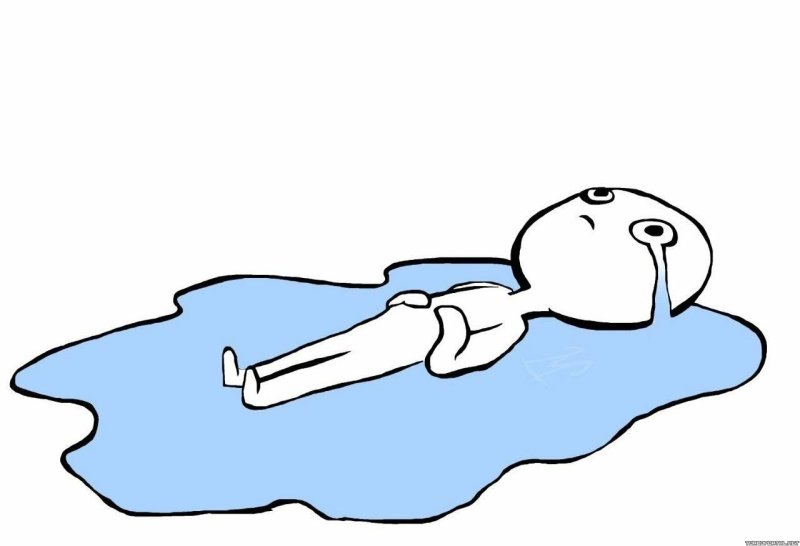 Чел лежит в луже слез