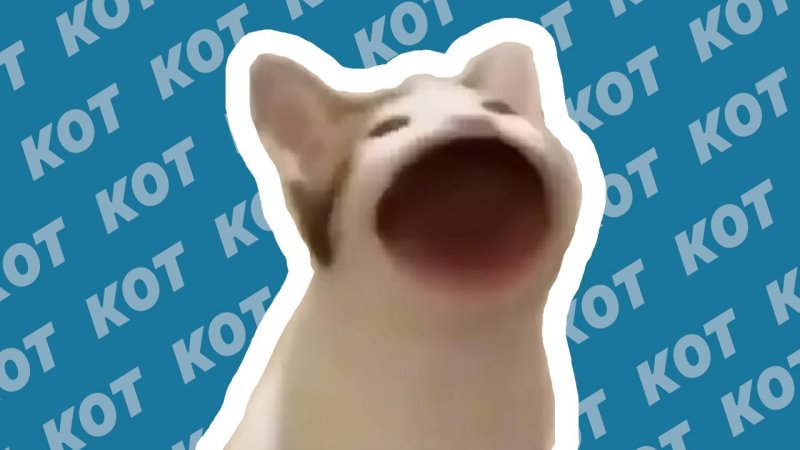 Кот широко открывает рот Мем