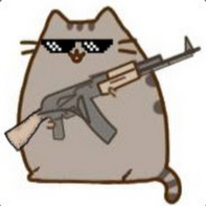 Мультяшный кот с автоматом