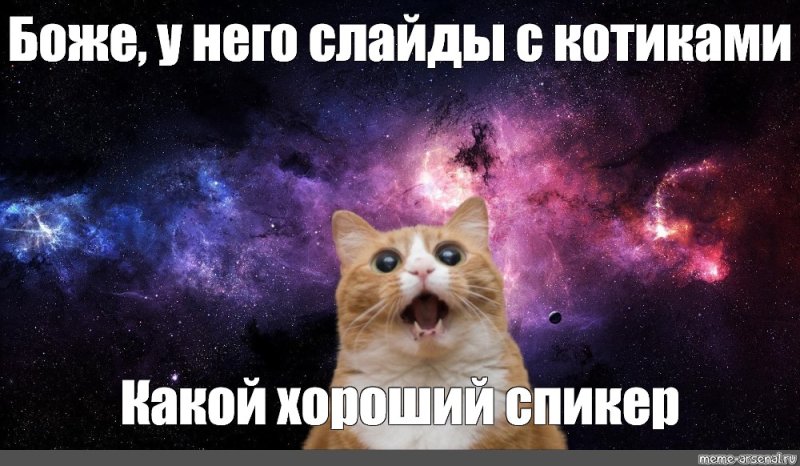 Кот на фоне космоса Мем