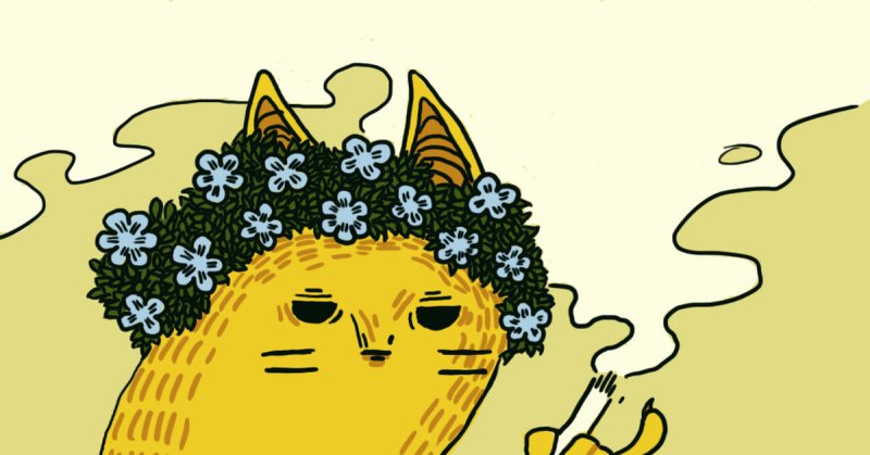 Кот с одуванчиком Мем