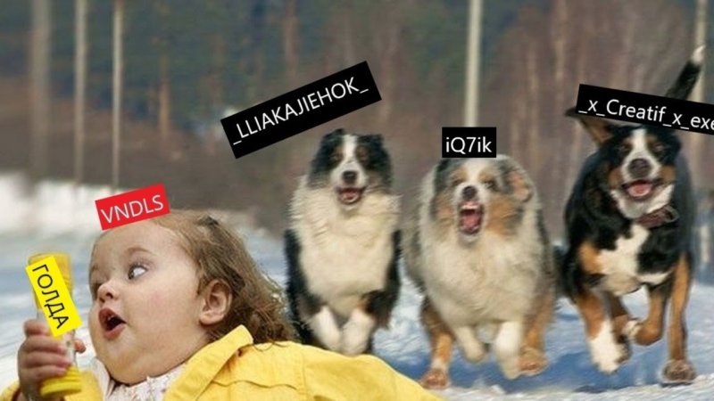 Девочка убегает от собаки