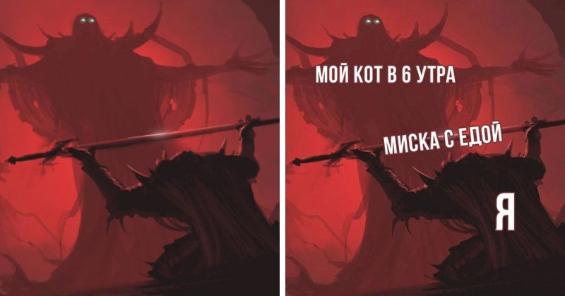 Воин подносит меч Мем