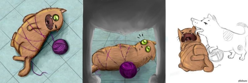 Рисованная кот запутался