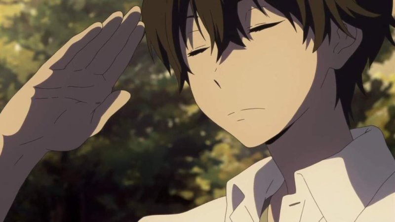 Аниме персонаж приветствует