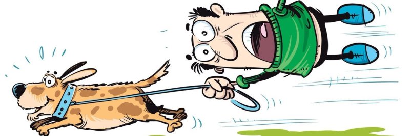 Карикатура выгул собак