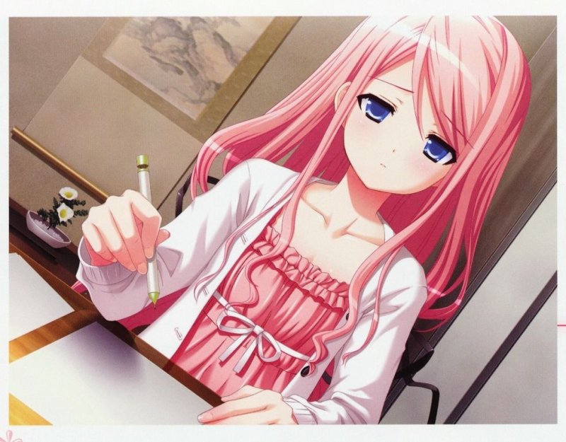 Аниме девушка с розовыми волосами