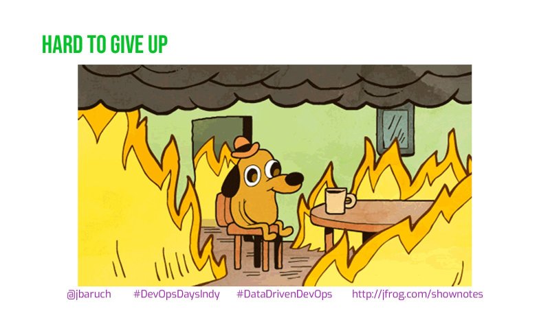 Собака сидит в горящем доме Мем