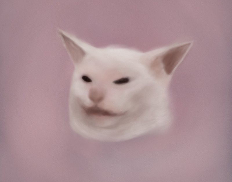 Белый мемный котик