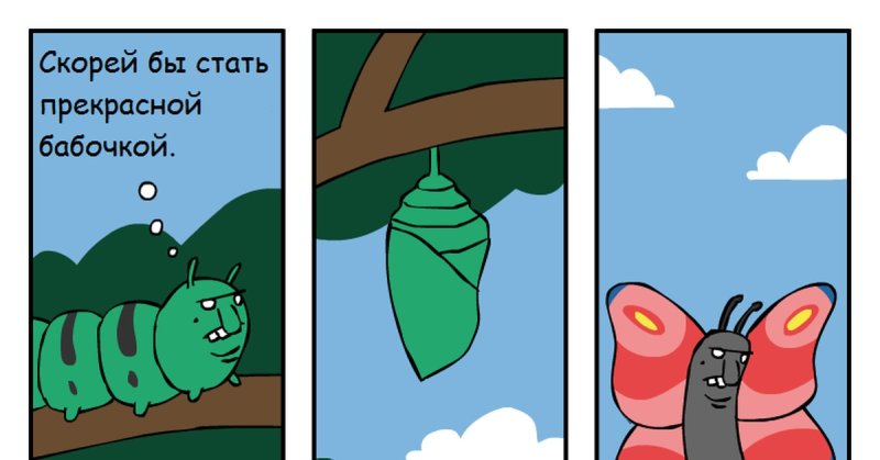 Из гусеницы в бабочку Мем