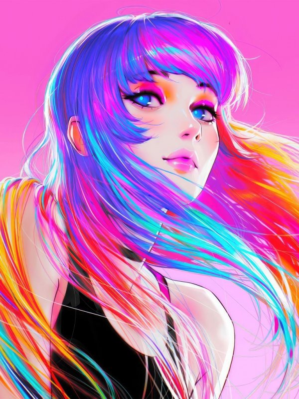 Девушка с радужными волосами