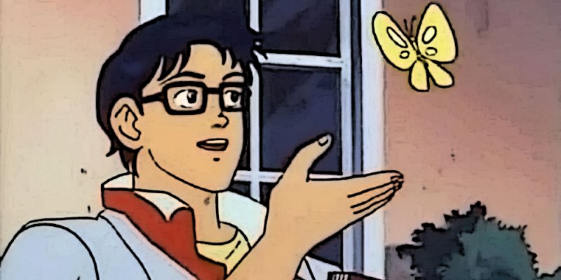 Парень с бабочкой Мем