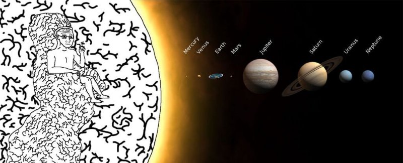 Человек сидит на мозге