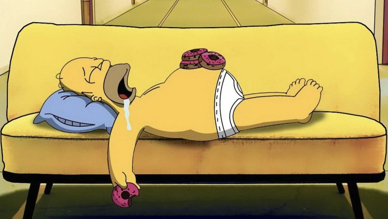 Лентяй лежит на диване