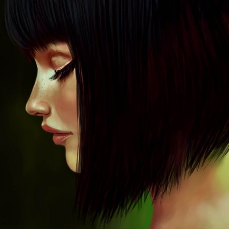 Нарисованная девушка с каре