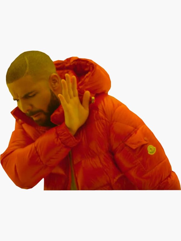 Дрейк в оранжевой куртке Мем