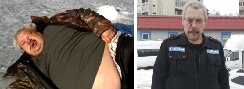 Бухой мужик на льду