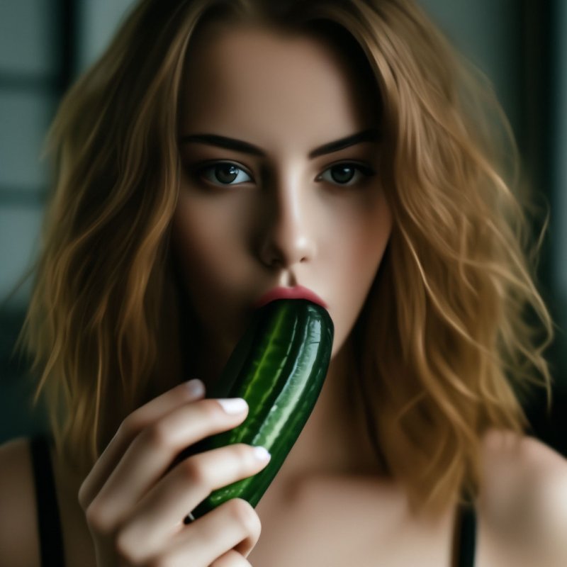 С огурцом и девушкой