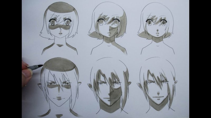 Рисование головы аниме