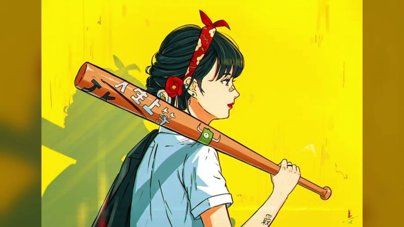 Аниме девочка с битой
