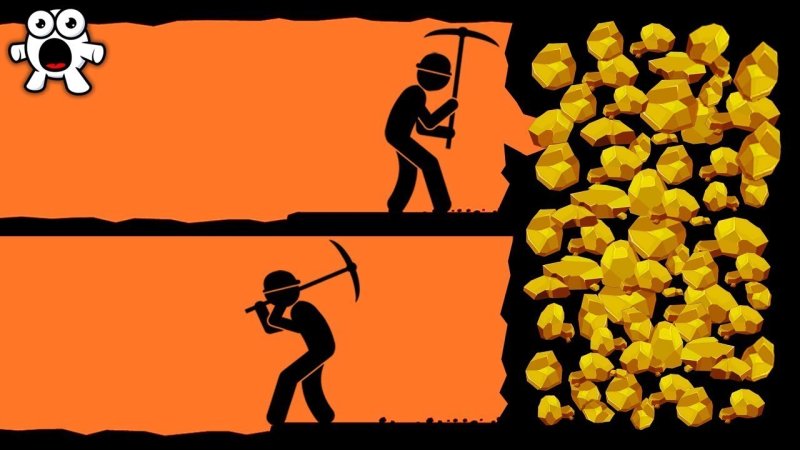 Человек копает Алмазы