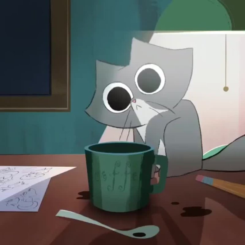 Кот в чашке Мем