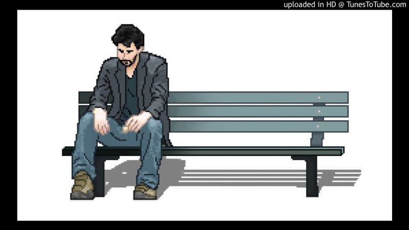 Грустный Киану Ривз на лавочке