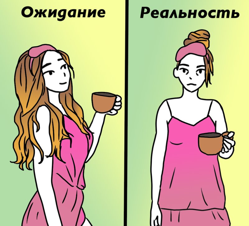 Девушка утром ожидание реальность