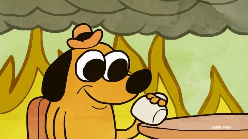 Желтая собака и пожар