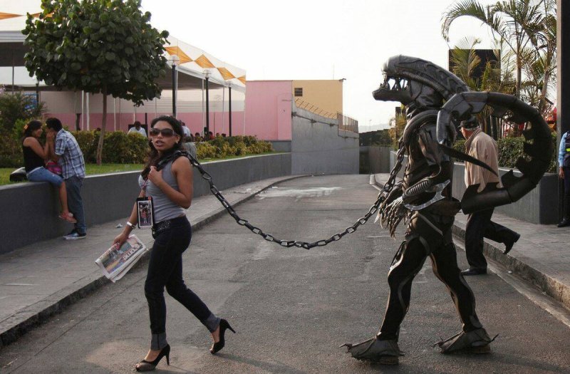 Женщина на поводке